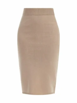 Faina Röcke*Damen Strick Midirock beige uni