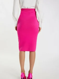 Faina Röcke*Damen Strick Midirock pink uni