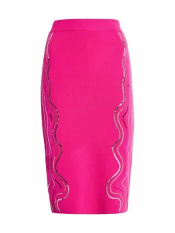 Faina Röcke*Damen Strick Midirock pink uni