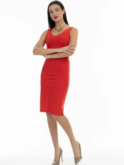 Faina Röcke*Damen Strick Midirock rot uni