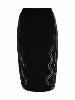 Faina Röcke*Damen Strick Midirock schwarz uni