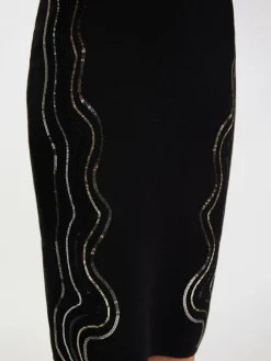 Faina Röcke*Damen Strick Midirock schwarz uni