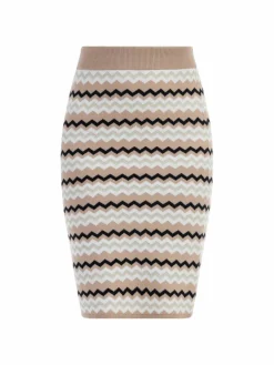 Faina Röcke*Damen Strick Midirock beige gemustert