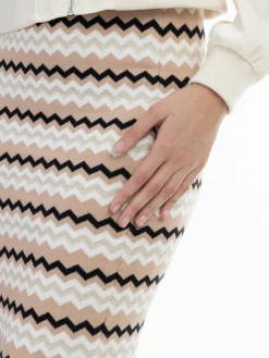 Faina Röcke*Damen Strick Midirock beige gemustert