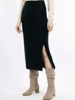 Dreimaster Röcke*Damen Strick Midirock grün uni