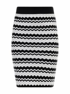 Faina Röcke*Damen Strick Midirock mehrfarbig gemustert