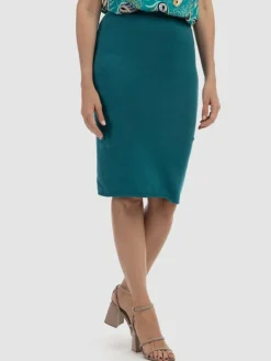 Usha Röcke*Damen Strick Midirock petrol uni