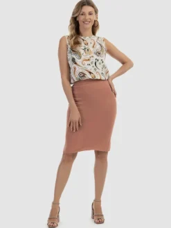 Usha Röcke*Damen Strick Midirock rosa uni