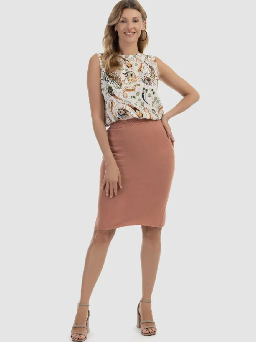 Usha Röcke*Damen Strick Midirock rosa uni