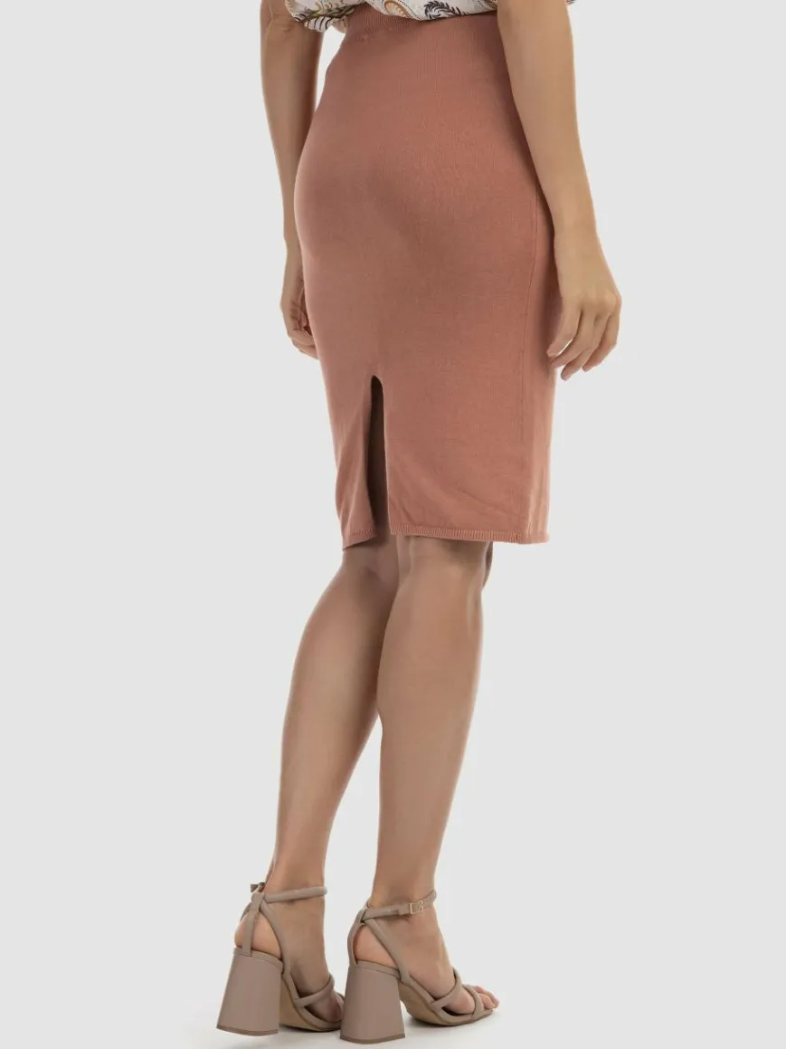 Usha Röcke*Damen Strick Midirock rosa uni