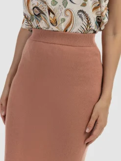 Usha Röcke*Damen Strick Midirock rosa uni