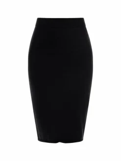 Faina Röcke*Damen Strick Midirock schwarz uni