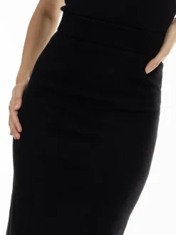 Faina Röcke*Damen Strick Midirock schwarz uni