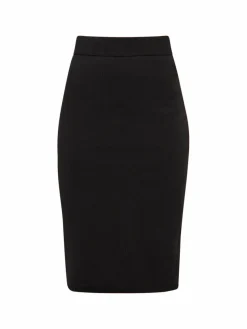 Usha Röcke*Damen Strick Midirock schwarz uni