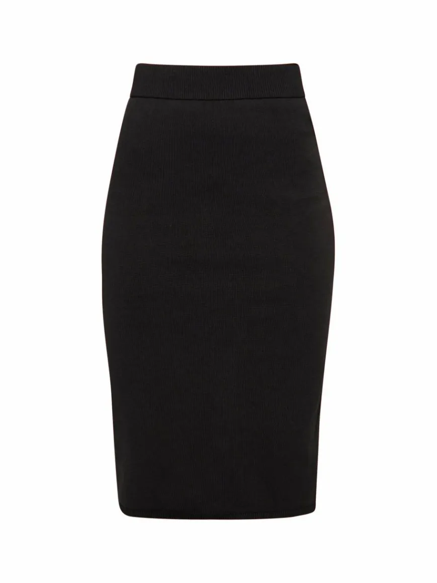 Usha Röcke*Damen Strick Midirock schwarz uni