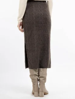 Dreimaster Röcke*Damen Strick Midirock braun uni