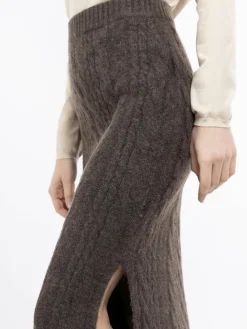 Dreimaster Röcke*Damen Strick Midirock braun uni