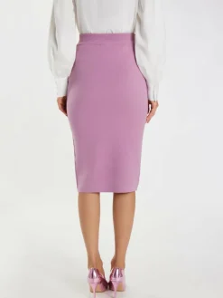 Faina Röcke*Damen Strick Midirock lila uni