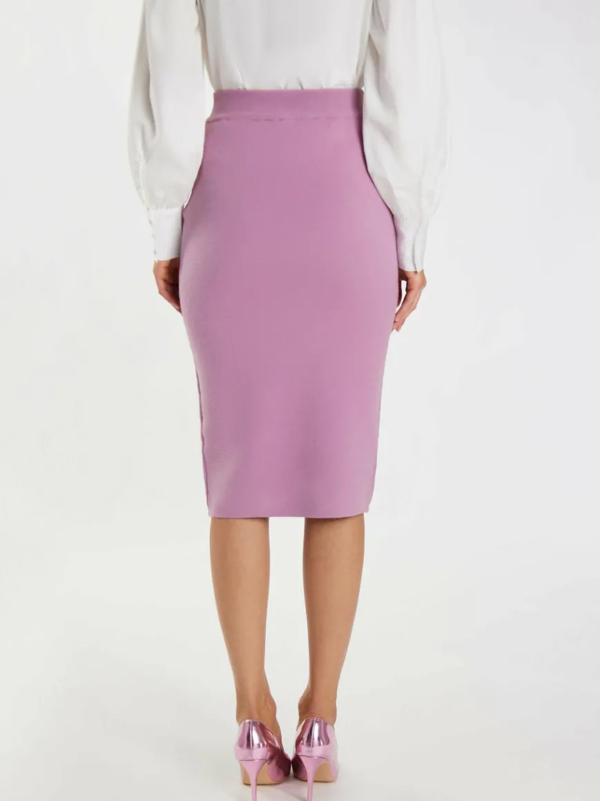 Faina Röcke*Damen Strick Midirock lila uni