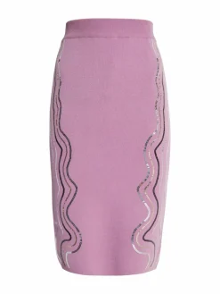 Faina Röcke*Damen Strick Midirock lila uni