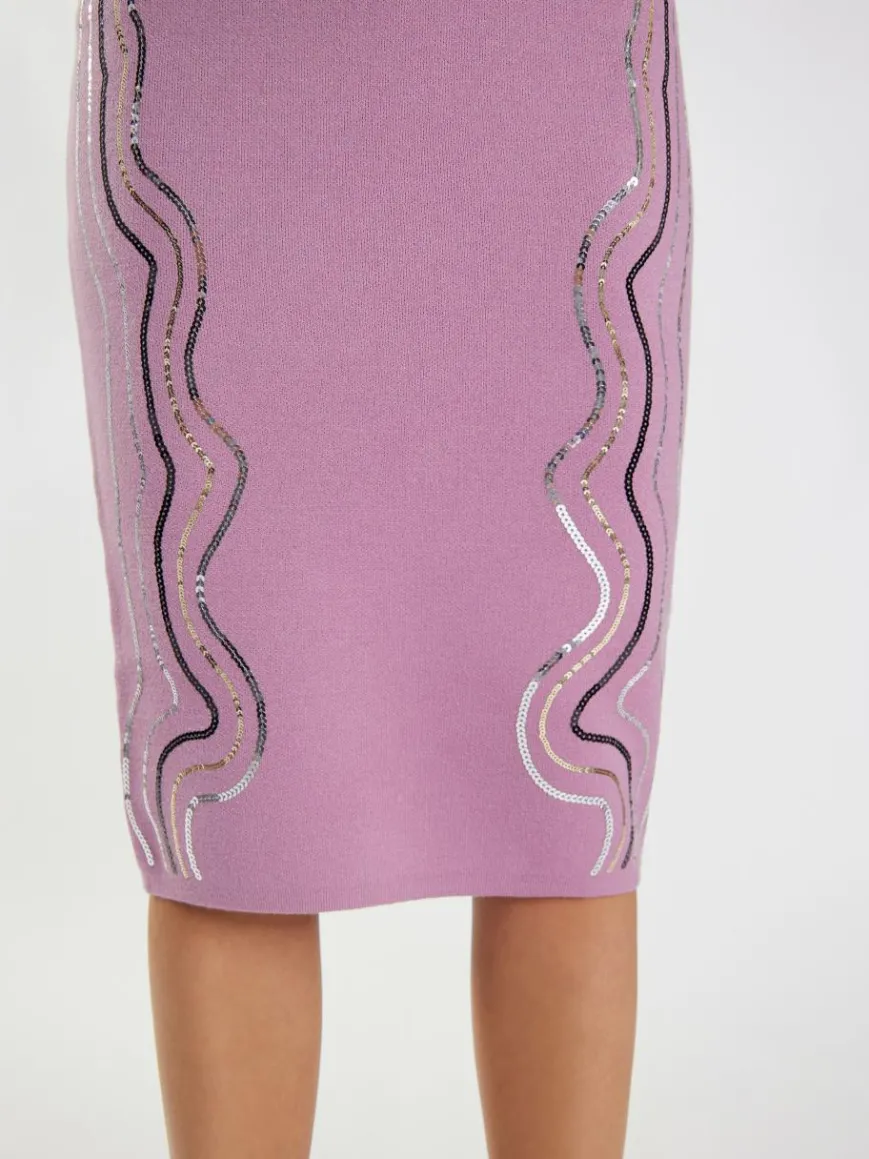 Faina Röcke*Damen Strick Midirock lila uni