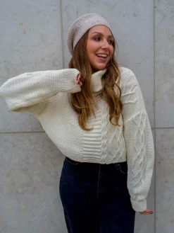 Fraas Mützen & Hüte*Damen Strick-Baskenmütze beige uni