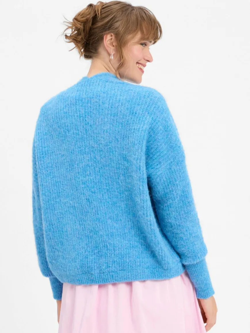 american vintage Pullover & Strickjacken*Damen Strickhülle mit Alpaka-Anteil - East blau meliert