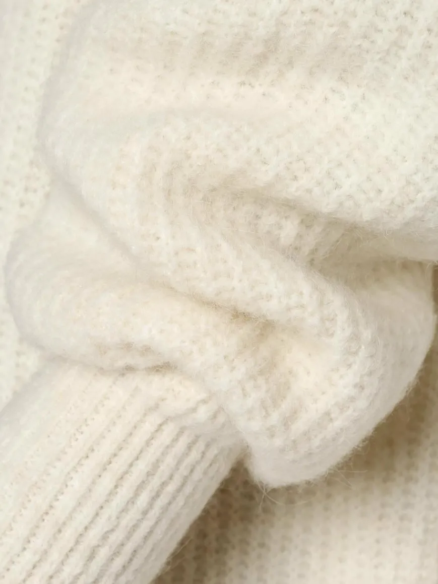 american vintage Pullover & Strickjacken*Damen Strickhülle mit Alpaka-Anteil - Gilet East ecru uni