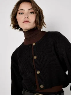 Apricot Pullover & Strickjacken*Damen Strickjacke schwarz uni