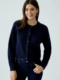 Oui Pullover & Strickjacken*Damen Strickjacke blau uni