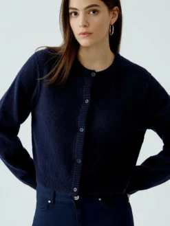 Oui Pullover & Strickjacken*Damen Strickjacke blau uni