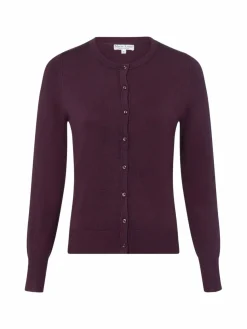 Marie Lund Pullover & Strickjacken*Damen Strickjacke aubergine uni