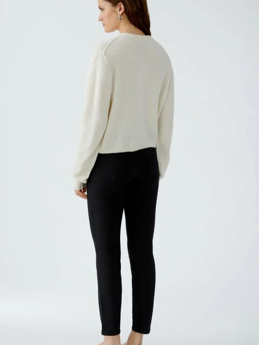 Oui Pullover & Strickjacken*Damen Strickjacke weiß uni