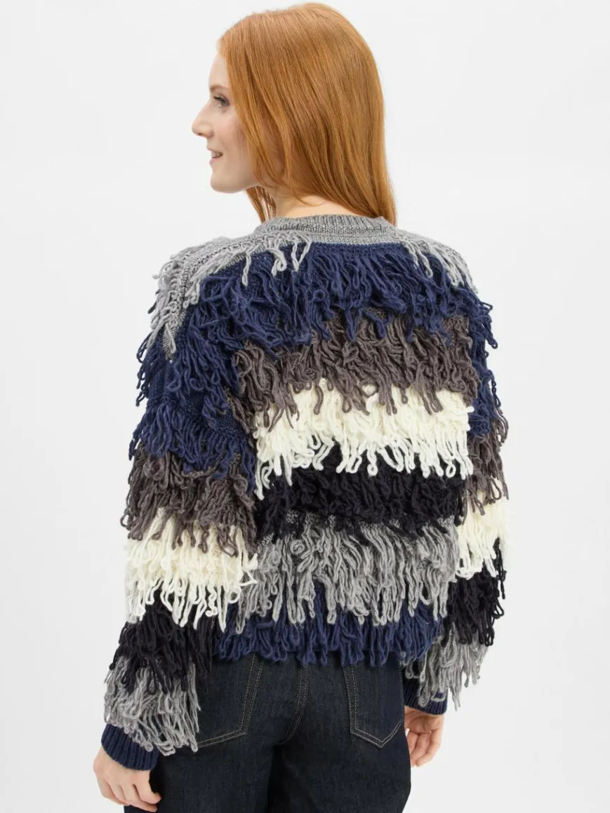 Rich & Royal Pullover & Strickjacken*Damen Strickjacke blau grau gestreift