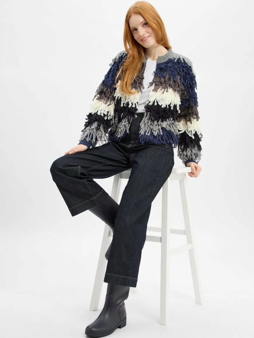 Rich & Royal Pullover & Strickjacken*Damen Strickjacke blau grau gestreift