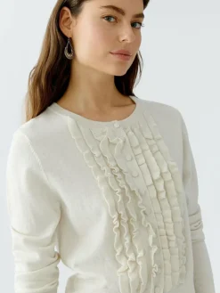 Oui Pullover & Strickjacken*Damen Strickjacke weiß uni