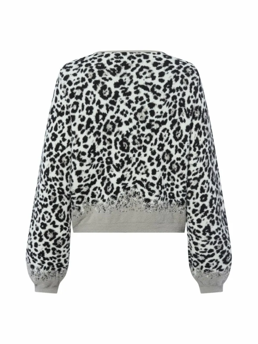 Monari Pullover & Strickjacken*Damen Strickjacke ecru schwarz gemustert