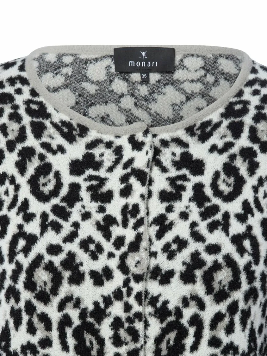 Monari Pullover & Strickjacken*Damen Strickjacke ecru schwarz gemustert