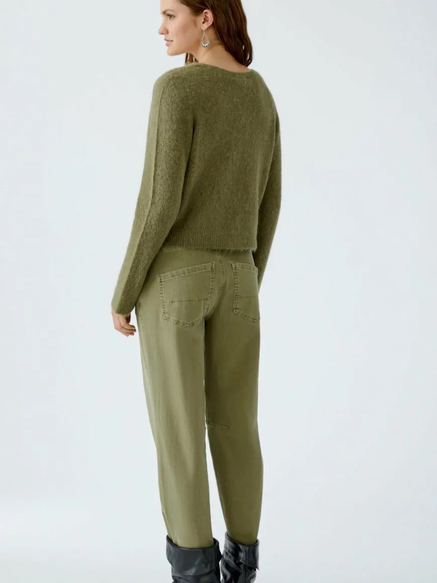 Oui Pullover & Strickjacken*Damen Strickjacke oliv uni