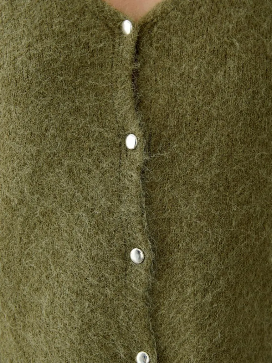 Oui Pullover & Strickjacken*Damen Strickjacke oliv uni