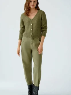 Oui Pullover & Strickjacken*Damen Strickjacke oliv uni