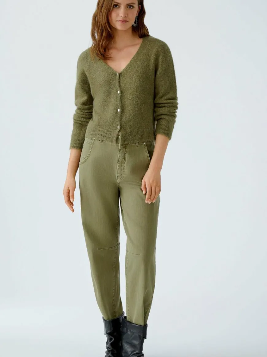 Oui Pullover & Strickjacken*Damen Strickjacke oliv uni