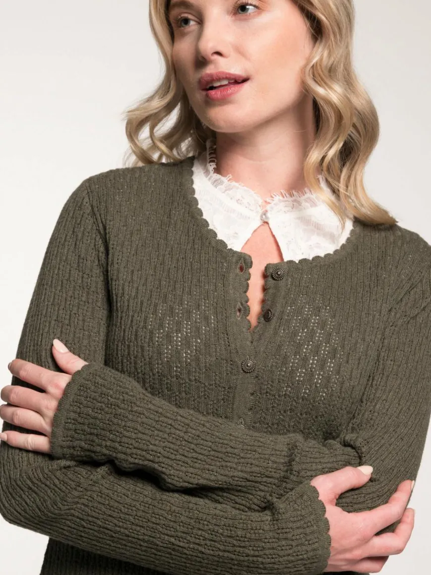 Spieth & Wenksy Pullover & Strickjacken*Damen Strickjacke - Gertrud oliv uni