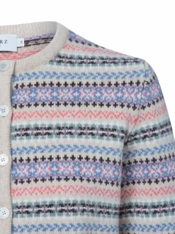 MAERZ Pullover & Strickjacken*Damen Strickjacke aus Merinowolle beige mehrfarbig gemustert