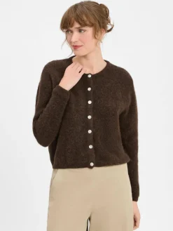 american vintage Pullover & Strickjacken*Damen Strickjacke mit Alpaka-Anteil - Vito schoko uni