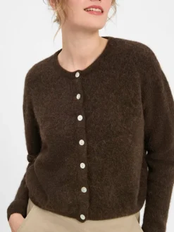 american vintage Pullover & Strickjacken*Damen Strickjacke mit Alpaka-Anteil - Vito schoko uni