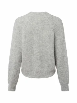 comma casual identity Pullover & Strickjacken*Damen Strickjacke mit Alpaka-Anteil hellgrau meliert