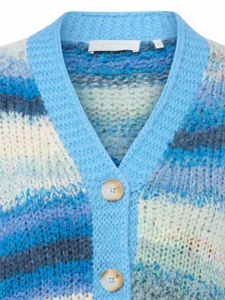 Rich & Royal Pullover & Strickjacken*Damen Strickjacke mit Alpaka-Anteil blau mehrfarbig gestreift
