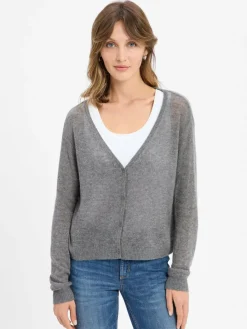 american vintage Pullover & Strickjacken*Damen Strickjacke mit Cashmere-Anteil - Dumy grau meliert