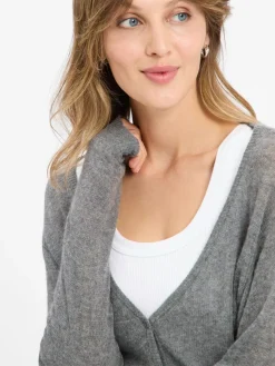 american vintage Pullover & Strickjacken*Damen Strickjacke mit Cashmere-Anteil - Dumy grau meliert